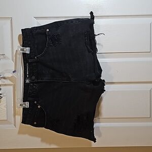 No Boundaries Black Fringe Hem Distressed Cutoff Jean Shorts Size 17